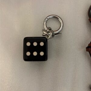 Coach Black Dice Charm with Silver Loop